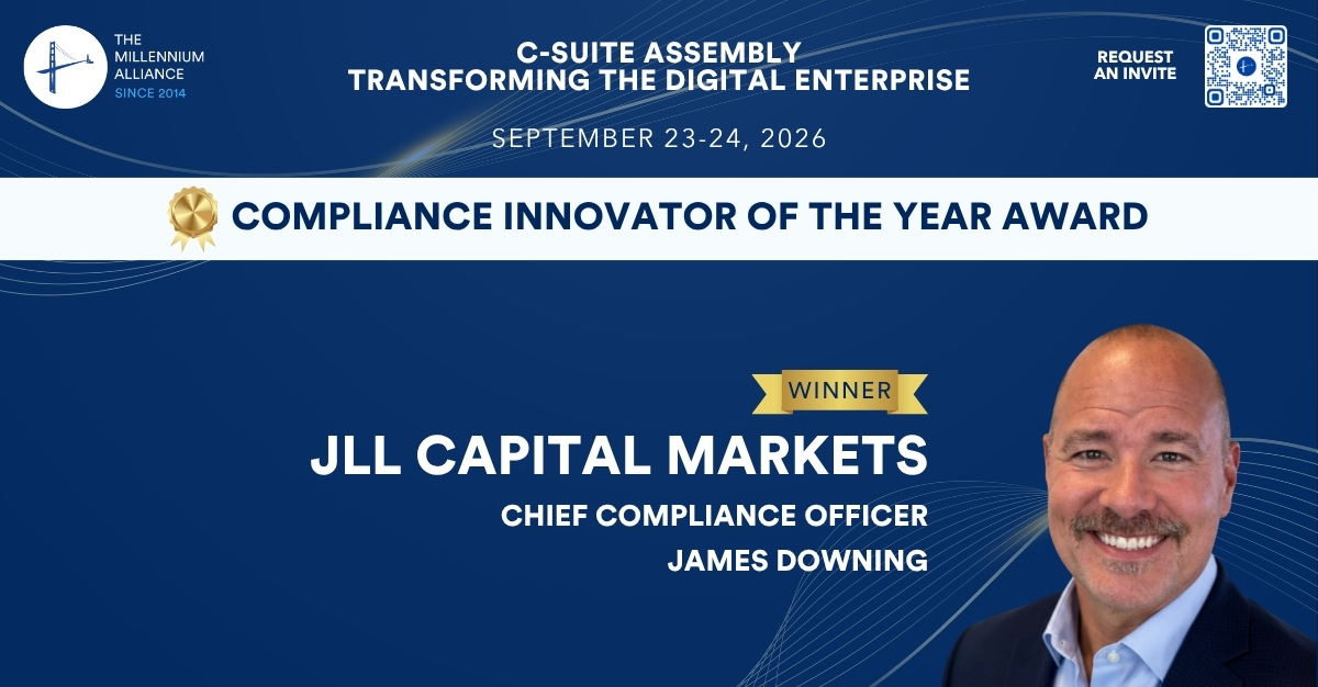 James Downing, Chief Compliance Officer at JLL Capital Markets, Recognized with the Compliance Innovator of the Year Award!